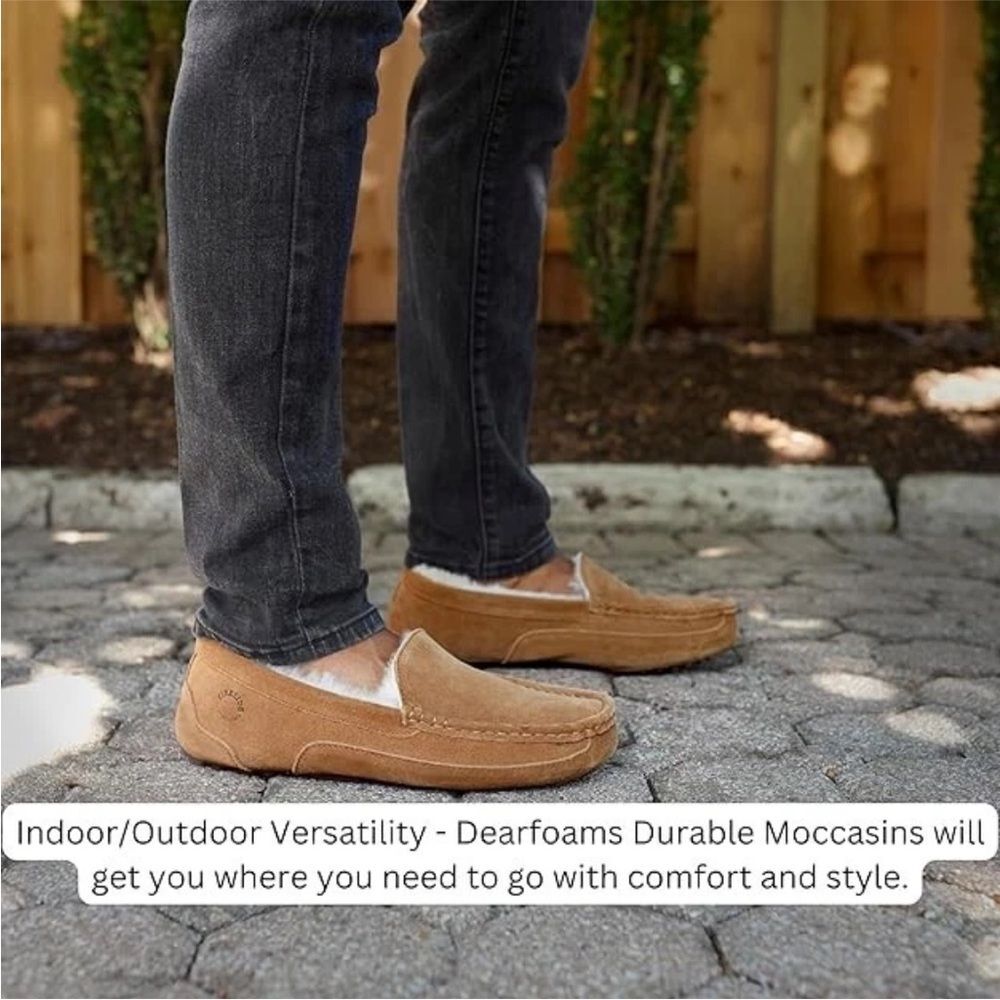 (R8) Fireside Slippers Dearfoams Men's, Melbourne Sheepskin, Indoor/Outdoor,9,10